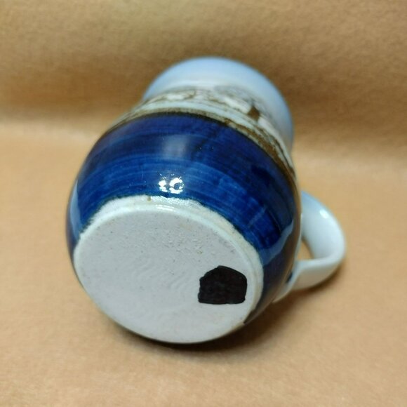 Handcrafted Ceramic Mug With Winter Tree Scene, Otagiri Stoneware Style Blue - Picture 6 of 8